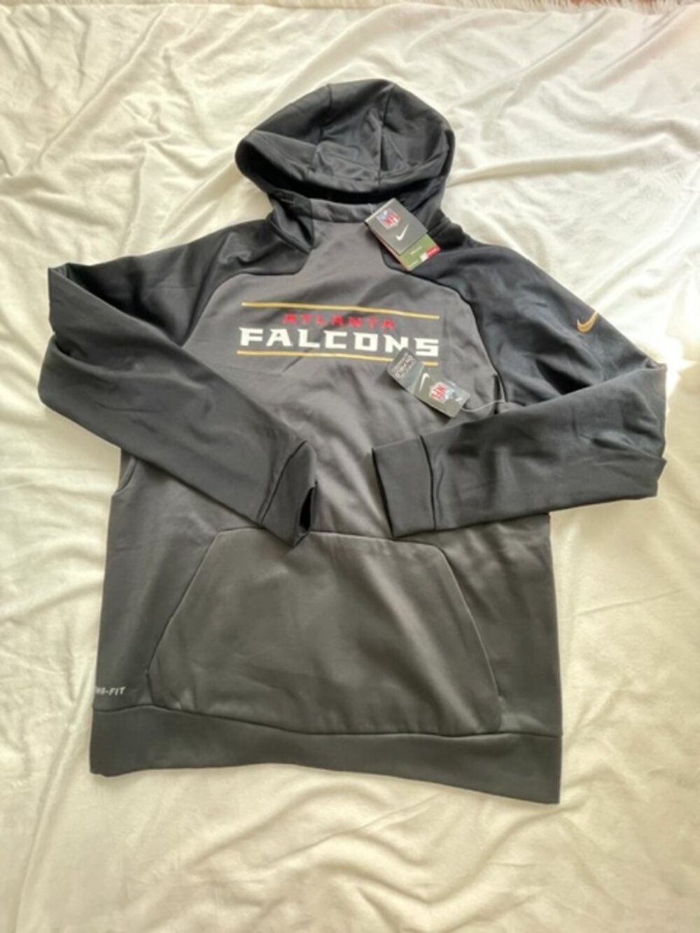 Nike Men's Therma-FIT Atlanta Falcons NFL Hoodie, Gray, Size M